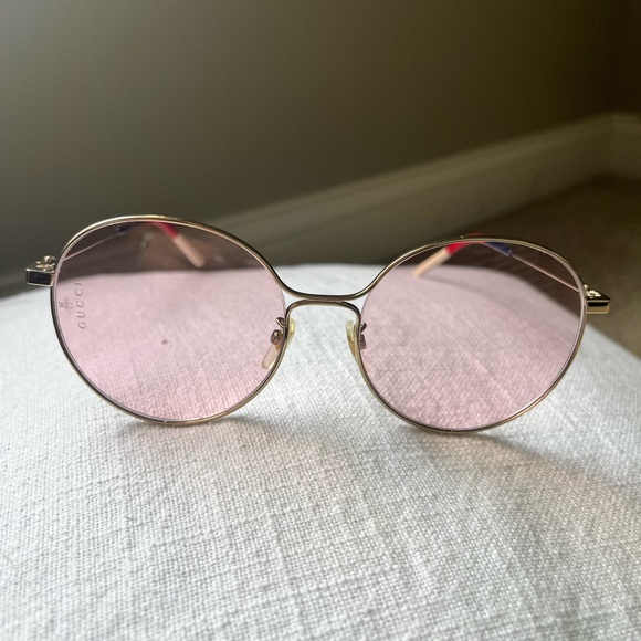 GUCCI Gold Metal Round Frame Sunglasses - Picture 5 of 9